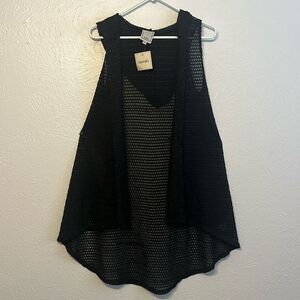 Meraki Black Open Knit Cardigan
